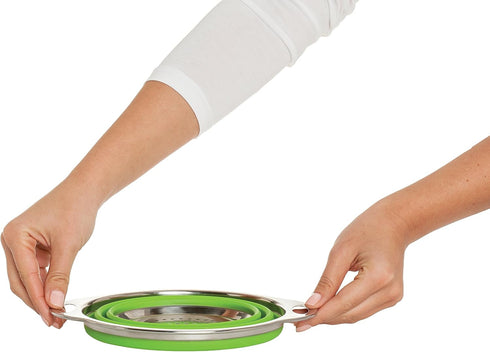 HIC Kitchen Collapsible Colander, Silicone and 18/8 Stainless Steel, 1.5-Quart...