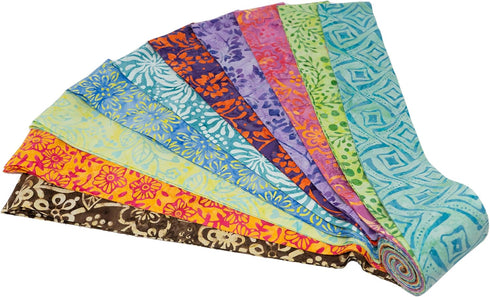Stitch & Sparkle Indonesian Premium Batik Cotton Vibrant Dreams Jelly Roll 2.5''x 44''...