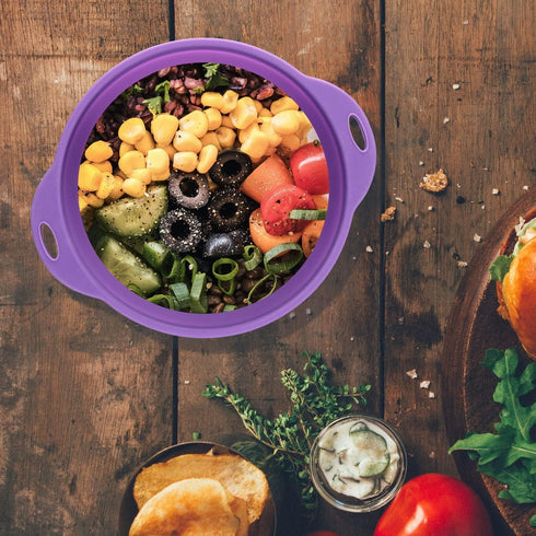 Collapsible SiliconelSalad Bowl 64oz Camping Bowl Outdoor Hiking Travel Durable Bowl for Storage and Mixing Food-Grade Silicone Food Storage Conta...