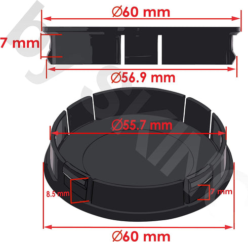 Skino 4 x 60mm Universal Black Car Rims Wheel Center Hub Caps C 0...