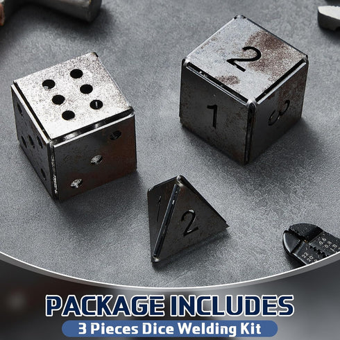 3 Pieces Dice Welding Kit Welding Coupons DIY Welding Equipment Mild Steel Triangle Plate for Beginners TIG MIG Gas Arc Stick Welding Training Pra...