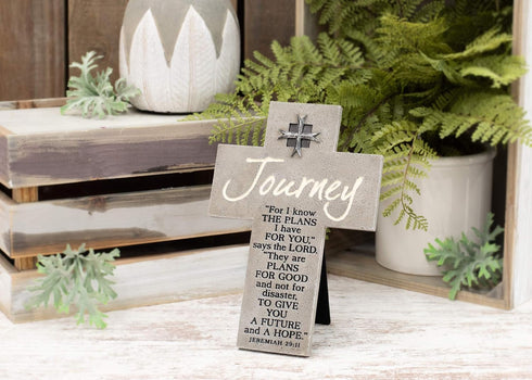 Lighthouse Christian Products Future and Hope Journey Marbled Grey 8 Inch Cast Stone Cross Figurine...