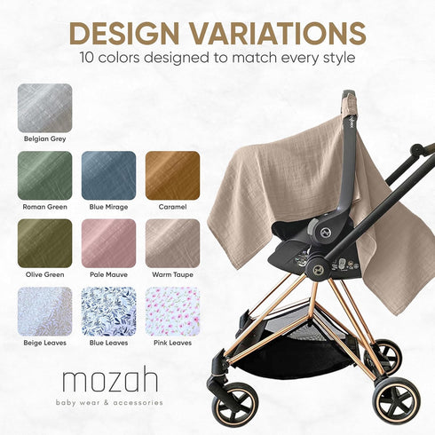 MOZAH Baby Car Seat Cover - Warm Taupe - 100% Organic Muslin - Soft, Breathable and Lightweight, Baby Infant Car Seat Essentials...