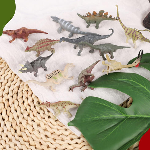Mini Jurassic Dinosaur Figures Set 12 Pcs Plastic Rubbery Educational Action Playset for Children Science Play Best for Birthday Party Favors (Jur...