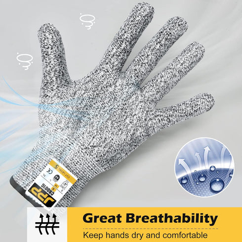 JPP Premium Cut Resistant Gloves, Cutting Proof CE Level 5 Protection, Food Grade Safe, Ambidextrous, 3D-Comfort Fit, Machine Washable, Dexterity,...