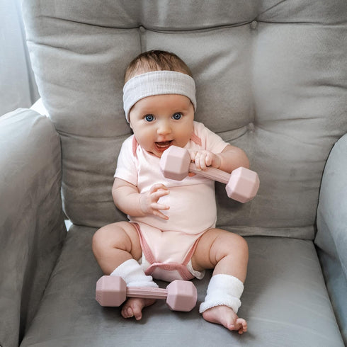 Giftty Baby Dumbbell Toy - Silicone Infant Rattle Teething Toy Teether Toddler Sensory Toy Durable Safe Exercises Workout Weight - Great Gift for ...