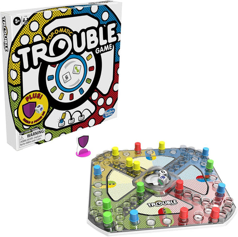 Hasbro Gaming Trouble Board Game, Includes Bonus Power Die and Shield, Family Game for 2-4 Players, Ages 5 and Up (Amazon Exclusive)...