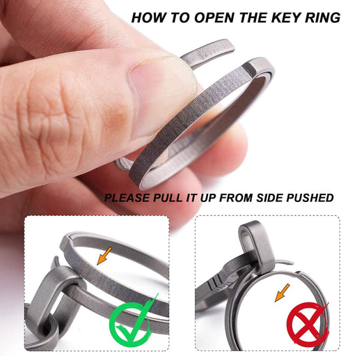TISUR Titanium Key Rings, Side-Pushing Keyrings, Heavy Duty Split Ring,Large Key Chain Rings for Car Keys, Carabiner, Dog Tag...
