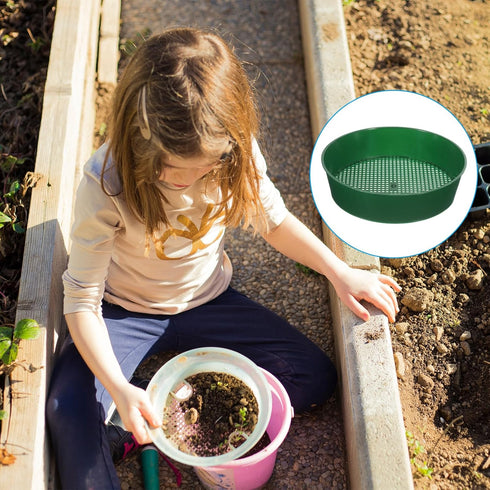 PATIKIL Garden Soil Sifter 8" Dia 1/8" Mesh Screen, 2 Pack Plastic Sand Sieve Sifting Pan Tool for Plant Gardening Flower Nursery, Green...