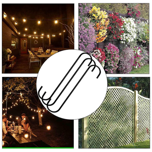 8 Pack Extra Large 10 inch S Hooks for Hanging,S Shaped Hook Heavy Duty,Black Long S Hooks for Hanging Plant,Basket,Tree Branch,Closet,Garden,Perg...