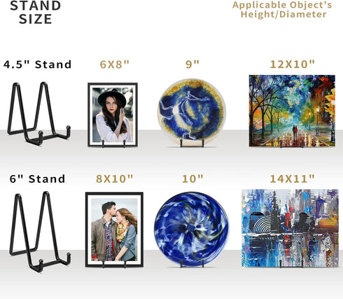Plate Stands for Display - 4.5 Inch Metal Square Wire Plate Holder Display Stand + Picture Frame Stand Holder Easel for Book, Decorative Plate, Pl...
