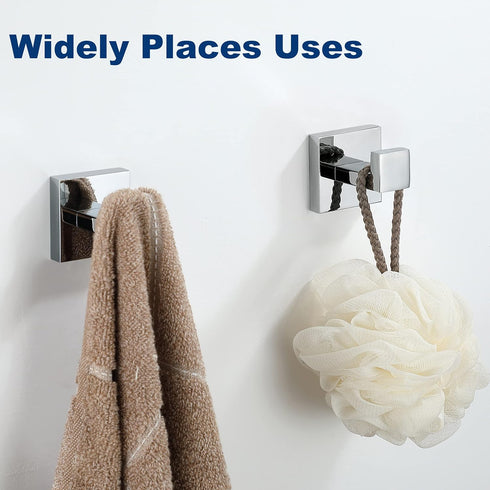Towel Hooks for Bathrooms, Polished Chrome Towel Hook for Kitchen Bathroom, SUS304 Stainless Steel Coat Hook, Heavy Duty Towels Holder Hooks for H...