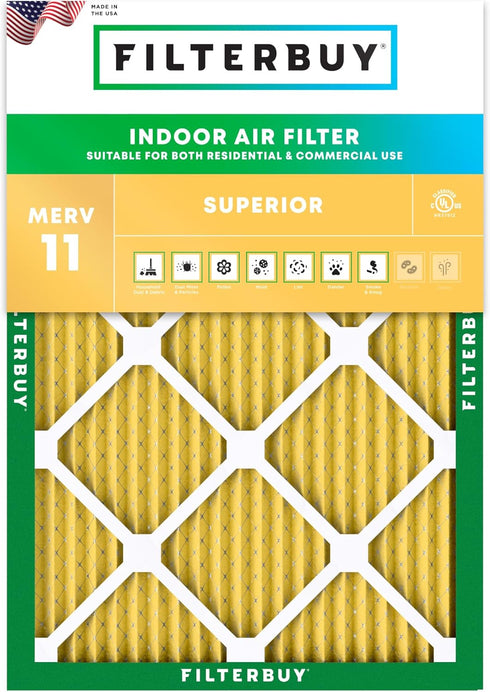 Filterbuy 16x18x1 Air Filter MERV 11 Allergen Defense (1-Pack), Pleated HVAC AC Furnace Air Filters Replacement (Actual Size: 15.50 x 17.50 x 0.75...