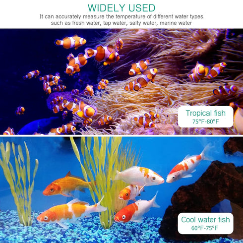 ORIA Digital Aquarium Thermometer, 2 Pack Stick-on Fish Tank Thermometer, Wireless Axolotl Thermometer with LED Touch Screen, Battery, 0.18? High ...