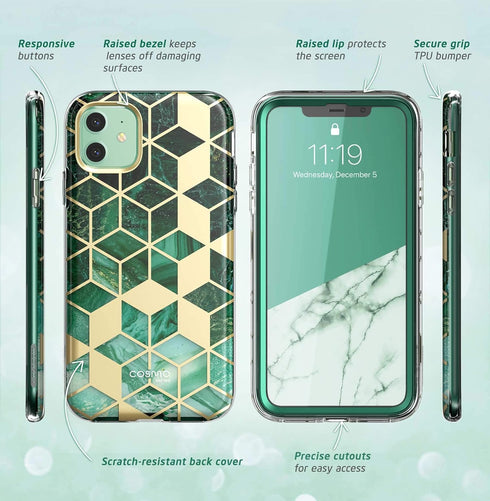 i-Blason Cosmo Series Case for iPhone 11 (2019 Release), Slim Full-Body Stylish Protective Case with Built-in Screen Protector, Prasio, 6.1''...