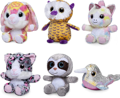 7inch Cute Stuffed Animals Plush Toys Set, 6 Pcs Small Stuffed Animal Bulk Unicorn/Narwhal/Bunny/Owl/Sloth/Cat Plush Animal, Super Soft & Durable ...