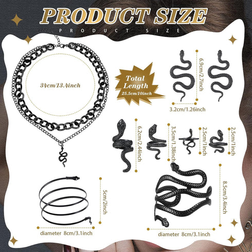 8 Pcs Snake Jewelry for Women, Egypt Style Snake Jewelry Snake Necklace Earrings Armband Bracelet Rings for Women...
