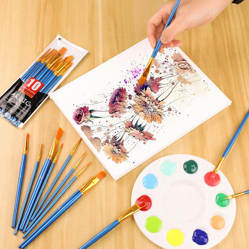 AROIC Acrylic Paint Brush Set, 12pack/120pcs Nylon Hair Paint Brushes, for Oil Painting Rock Body Painting, Artist Amateur Craft Paint Brushes Sup...