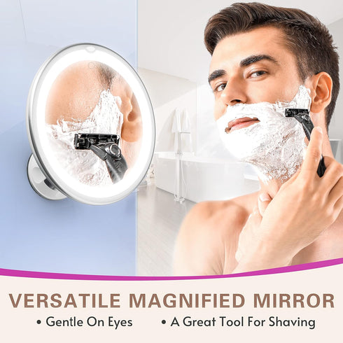 Venigo Upgraded 10x Makeup Mirror with Touch Control, Powerful Locking Suction Cup, and 360 Degree Rotating,Magnifying Mirror with lights for Home...