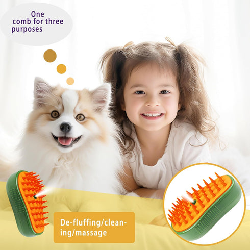 Cat Steam Brush, 3 in 1 Self Cleaning Steamy Cat Brush with Water, Steamer Brush for Cats Dogs Pets, Grooming Cat Hair Brush for Removing Tangled ...
