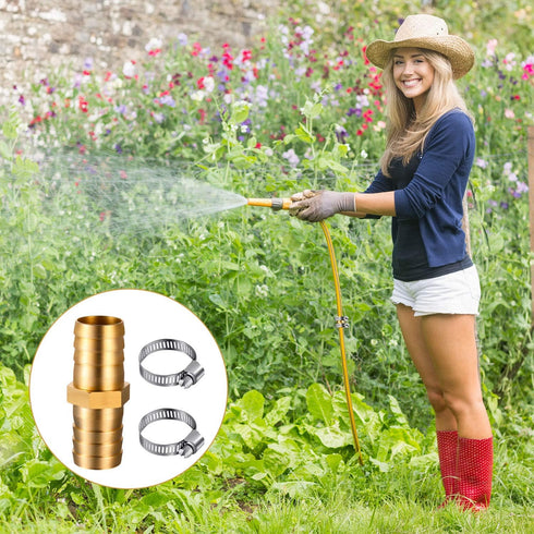 4 Pieces 3/4 Inch Garden Hose Repair Mender Solid Brass Water Hose Connector Splicer Mender with 8 Pieces Stainless Steel Tightening Clamp and Sea...