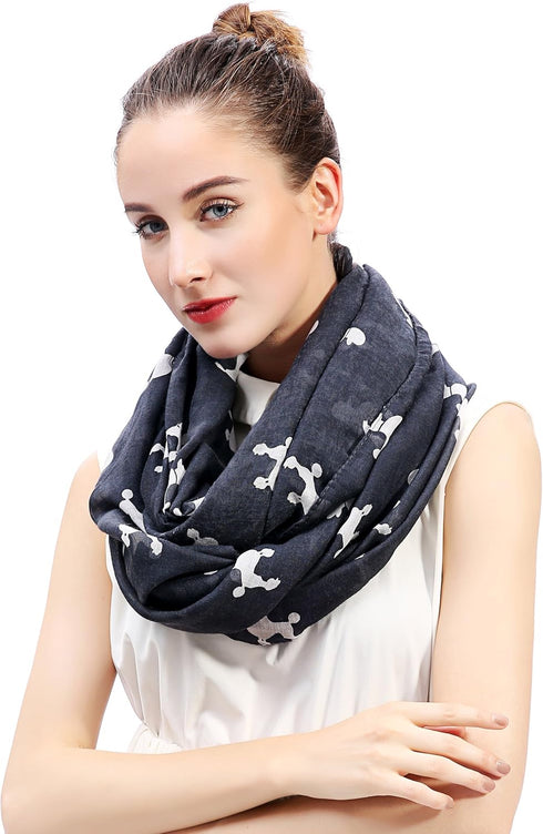 Lina & Lily Poodle Dog Print Women's Infinity Scarf Lightweight...