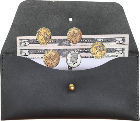 Succor Genuine-Leather-Cash-Envelopes-Retro-Clutch-Cash-Utility-Pouch-For-Men-Women-Minimalist-Design-Black...