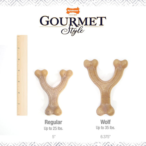Nylabone Gourmet Style Strong Chew Wishbone Dog Chew Toy, Chicken Flavor, Large/Giant (1 Count)...