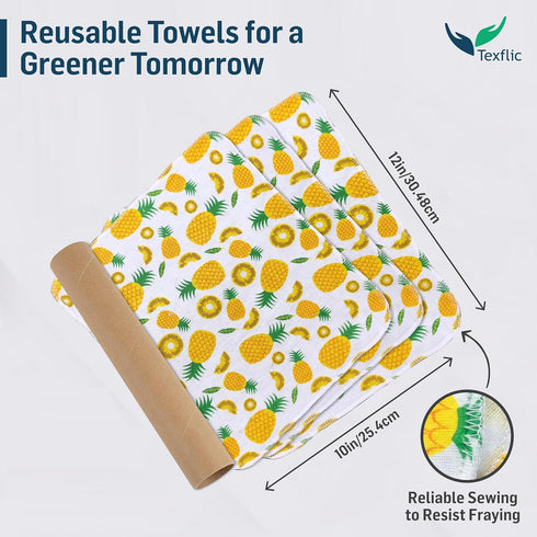 Reusable Paper Towels 12 Pack Roll 12 * 10 Inches – Soft, High-Absorbent 100% Cotton Flannel Paperless Paper Towels, Washable & Compatible with Al...