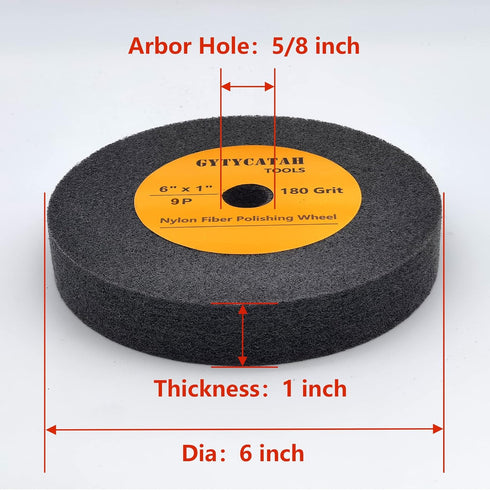 GYTYCATAH Deburring Wheel, Nylon Fiber Polishing Wheels, Abrasive Silicon Carbide Bench Buffing Grinder Wheel, Dia 6" x 1" Thickness x 5/8" Arbor,...