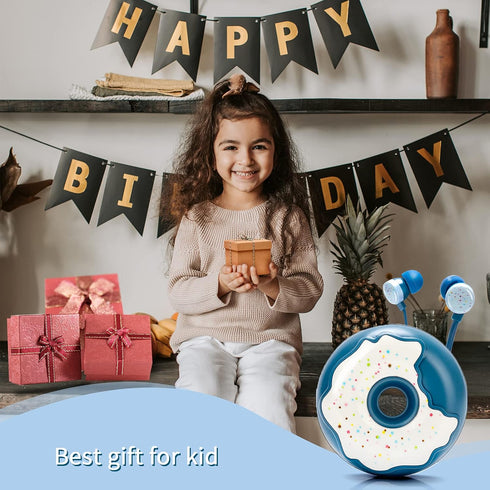 Cute Donut Earbuds for Kids, Kid Size Wired Earbud & in-Ear Headphones with Microphone and Lovely Earphones Storage Case Gifts for School Girls an...