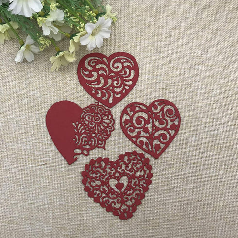 4pcs/Set Lace Love Metal Die Cuts,Heart Love Lace Flower Cutting Dies Cut Stencils for DIY Scrapbooking Album Decorative Embossing Paper Dies Card...
