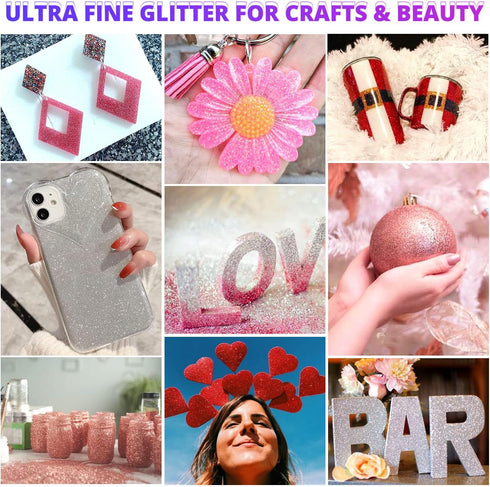 HTVRONT Red Glitter Fine Glitter - 200g/7oz Extra Fine Glitter for Crafts, Portable Ultra Fine Glitter for Resin & Nails & Tumblers & Ornaments & ...