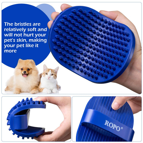 Dog bath brush, ROPO rubber massage pet shampoo brush, used for pet grooming, removing shedding fur, combing tangles and dead fur, suitable for pe...