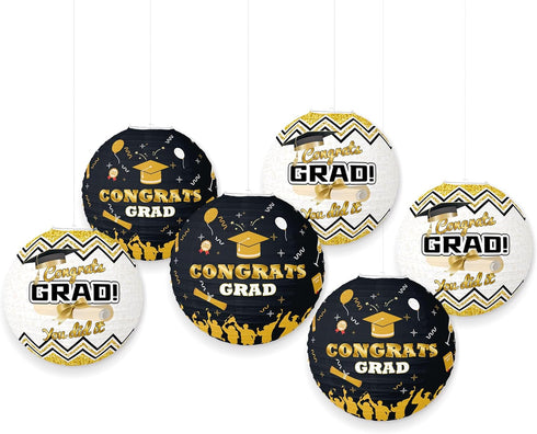6 PCS Paper Lanterns for Graduation Season,School Graduation Decorations Paper Lantern with Congrats Grad Letter Print,Hanging Paper Lantern Party...