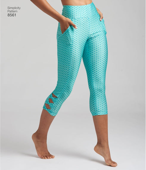 Simplicity US8561AA AA Misses' and Women's Knit Leggings with Seam Variations, XS-XL...