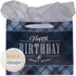 Christian Art Gifts Landscape Gift Bag with Card and Tissue Paper Set - Happy Birthday and Many More, Black and Navy Blue Plaid, Large...