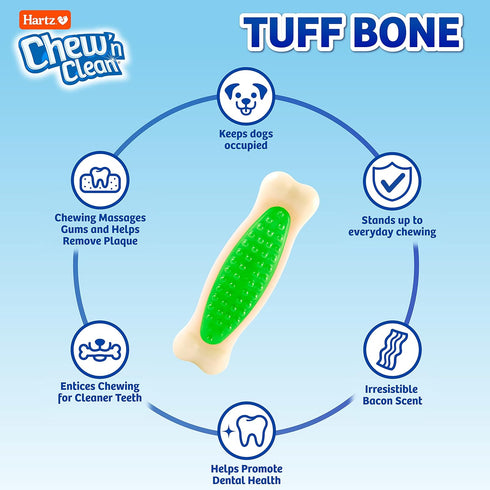 Hartz Chew 'n Clean Tuff Bone Tough Dog Chew Toy, Large 3 Pack...