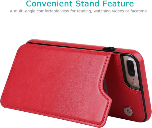 for iPhone 7 Plus/8 Plus Wallet Case with Card Holder,OT ONETOP Premium PU Leather Kickstand Card Slots Case,Double Magnetic Clasp and Durable Sho...