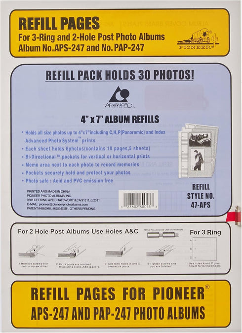 Pioneer 4x7 APS 247 Album Refill...