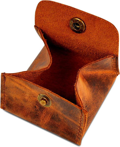 Leather coin pouch | Moon Pocket Coin Case | Genuine Leather Squeeze Coin Purse | Pouch Change Holder | Purse Wallet for Men & Women Handmade Vint...