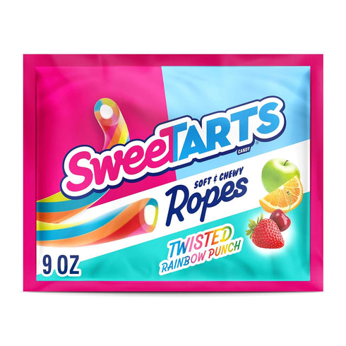 SweeTARTS Ropes, Candy, Twisted Rainbow Punch, Soft and Chewy, 9 oz...