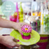 Vigar Flower Power Pink Palm Dish Brush with Holder, 5-3/4-Inches by 3-3/4-Inches, Pink, Green...