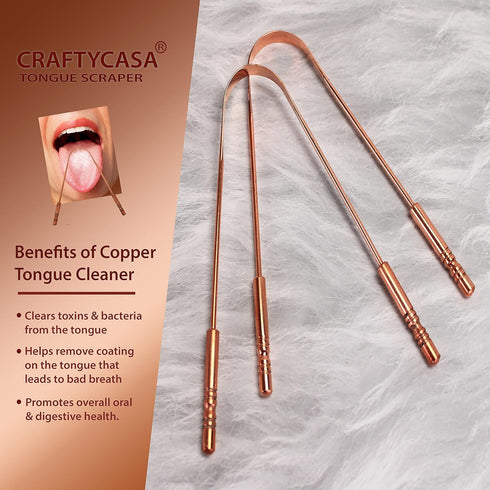Pure Copper Tongue Scraper for Adult and Kids, Natural and Ayurvedic Tongue Cleaner for fresh breath (Pack of 2)...
