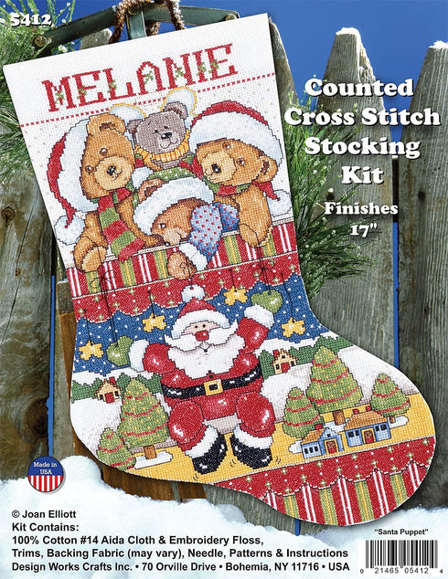 Design Works Crafts Santa Puppet Counted Cross Stitch Stocking Kit, Multicolored...