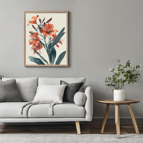 Posterizer 1 pcs-unique orange minimal flower design-Floral & Botanical Art-Abstract & Modern Art-Decor for Home & Office- UNFRAMED Wall Art...