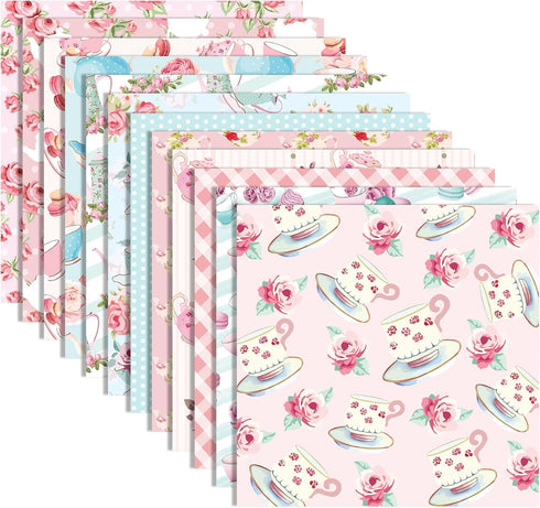 Tea Party Scrapbook Paper Pad,24 Pcs Tea Party Double-Sided Decopodge Paper,Cardstock Paper for Scrapbooking DIY Decorative Background Cardmaking ...