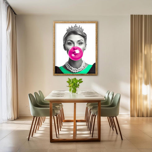 Posterizer 1 pcs-black and white fun retro modern art-pink bubblegum 1-Retro Art-Comedy Art-Gifts for Women- unframed wall art...