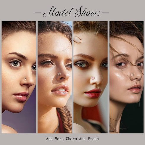 ORAZIO 16Pcs Nose Rings For Women Surgical Steel Nose Studs Hoops 20G Nose Hoop Corkscrew L Shaped Nose Stud Gold Silver Nose Ring Nose Piercing J...