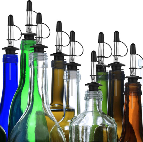 Zopeal 100 Pieces Pourers Dust Caps Black Pourers Covers with Loop Hooded Olive Oil Liquor Bottle Pour Spout Covers Rubber Caps (Not Include the S...